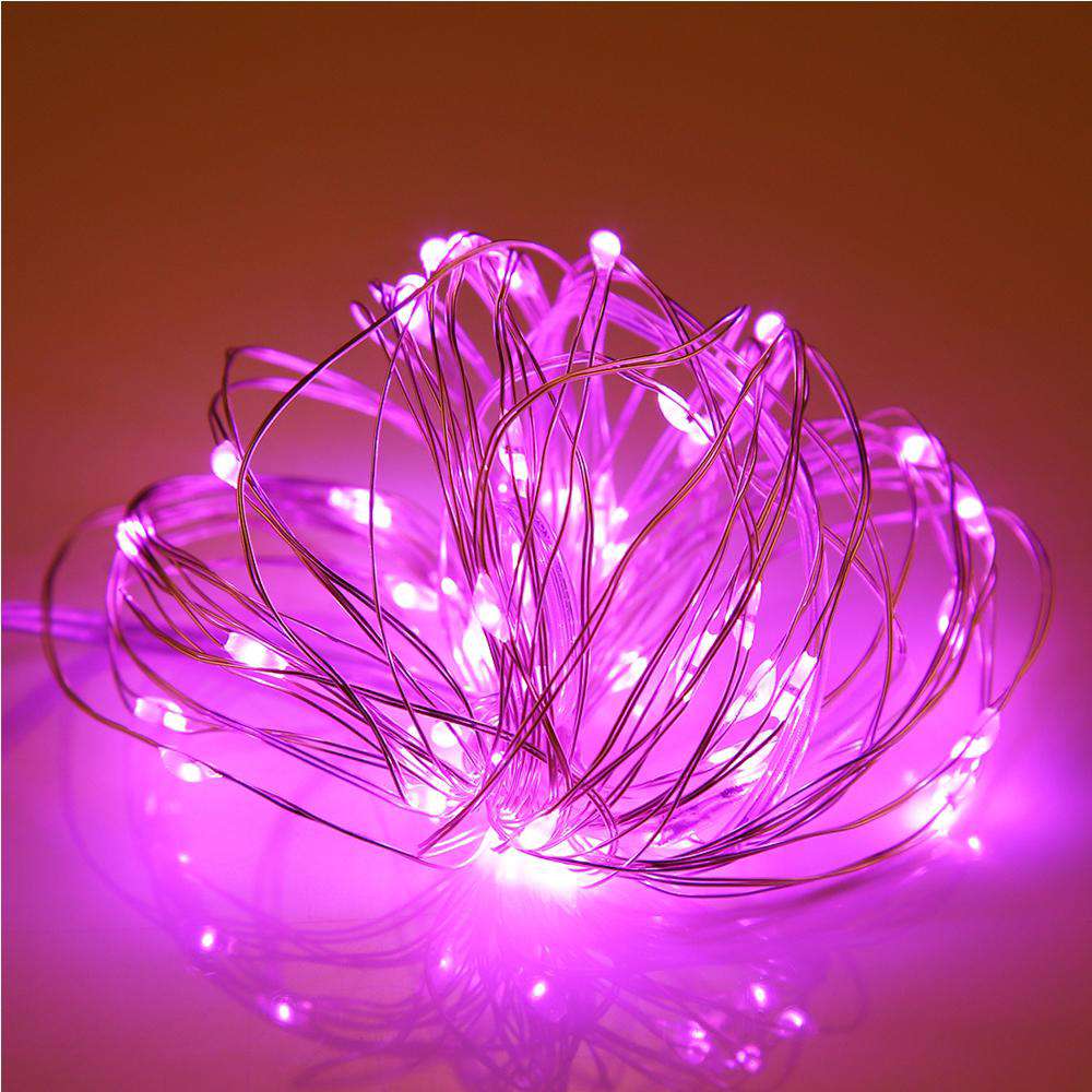AMZER Fairy String Light featuring 50 LED lights on a flexible copper wire, designed for waterproof use and battery operation, ideal for decoration.