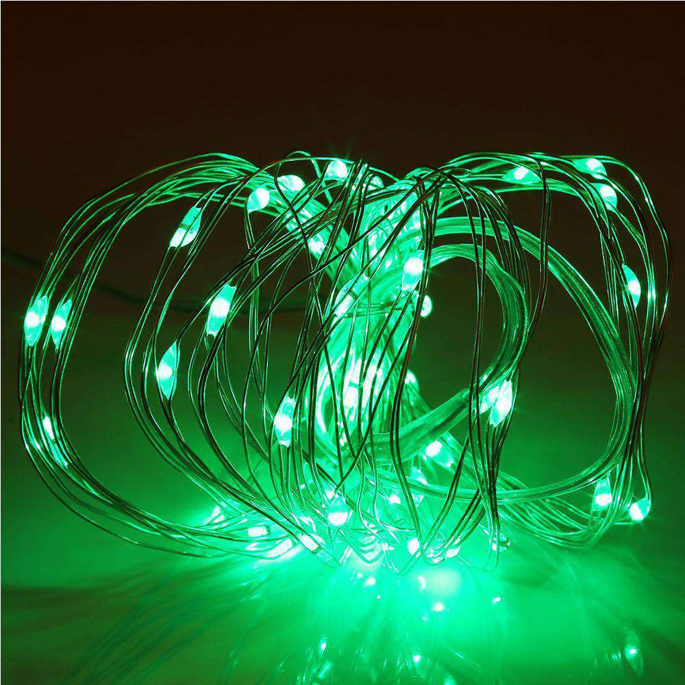 AMZER Fairy String Light featuring 50 LED lights on a flexible copper wire, designed for waterproof use and battery operation, ideal for decoration.