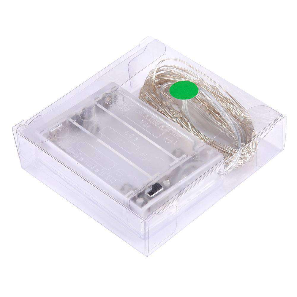 AMZER Fairy String Light featuring 50 LED lights on a flexible copper wire, designed for waterproof use and battery operation, ideal for decoration.