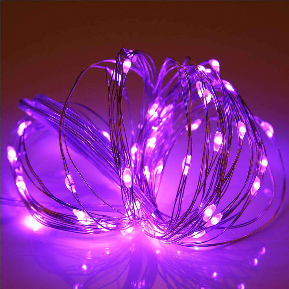 AMZER Fairy String Light featuring 50 LED lights on a flexible copper wire, designed for waterproof use and battery operation, ideal for decoration.