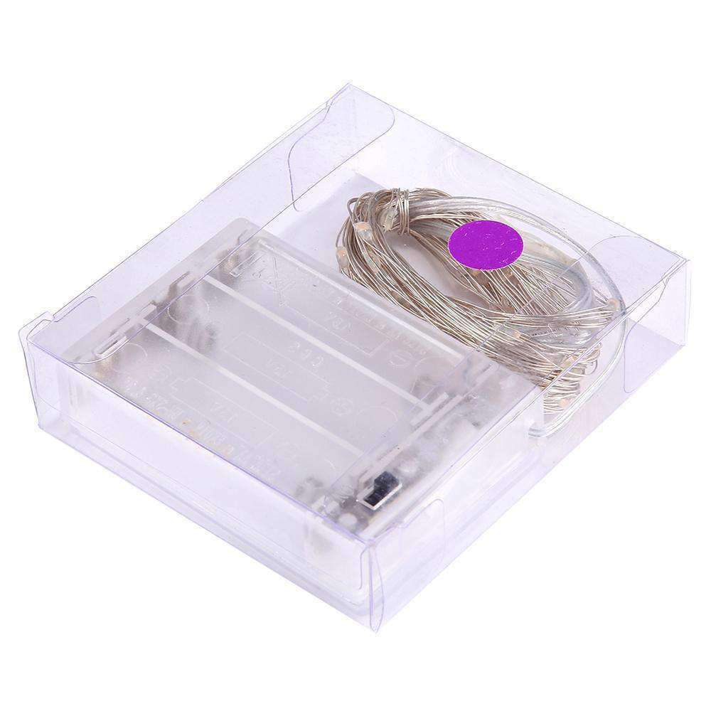 AMZER Fairy String Light featuring 50 LED lights on a flexible copper wire, designed for waterproof use and battery operation, ideal for decoration.