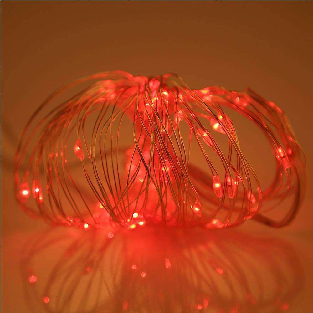 AMZER Fairy String Light featuring 50 LED lights on a flexible copper wire, designed for waterproof use and battery operation, ideal for decoration.