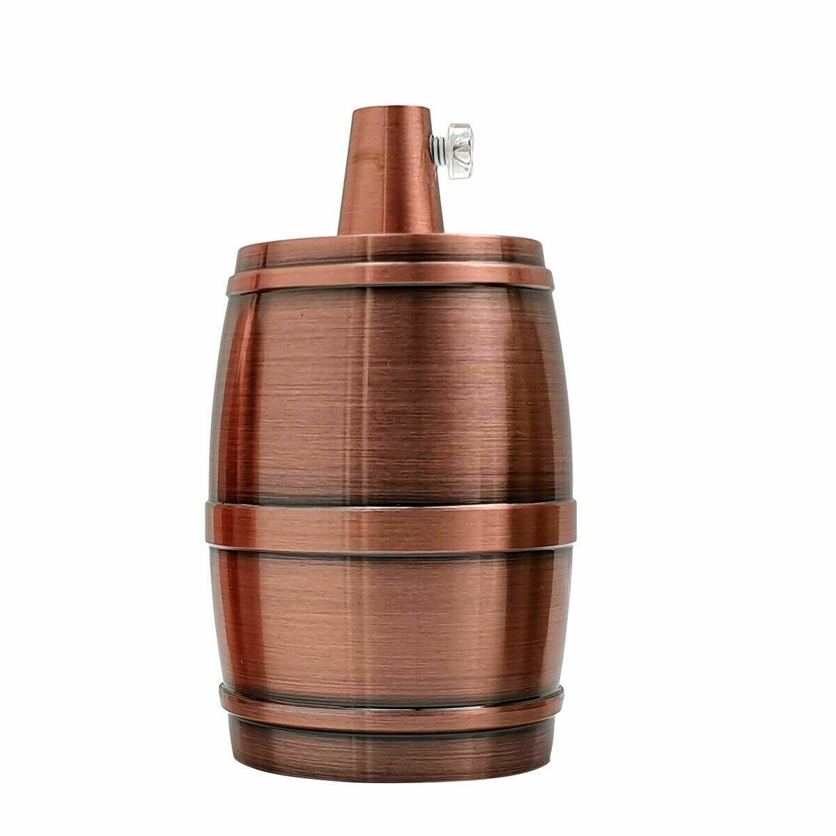 Antique Copper E27 Screw-Fit Lamp Holder with Barrel Design, showcasing its vintage style and E27 socket compatibility.