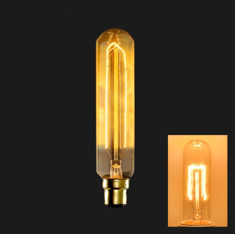 B22 60W T130 Dimmable Vintage Light Bulb with warm yellow glow, showcasing its retro filament design.