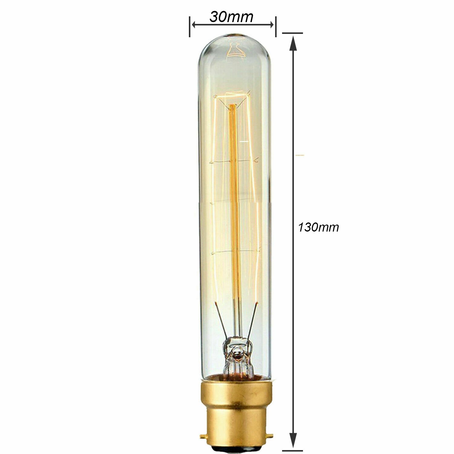 B22 60W T130 Dimmable Vintage Light Bulb with warm yellow glow, showcasing its retro filament design.