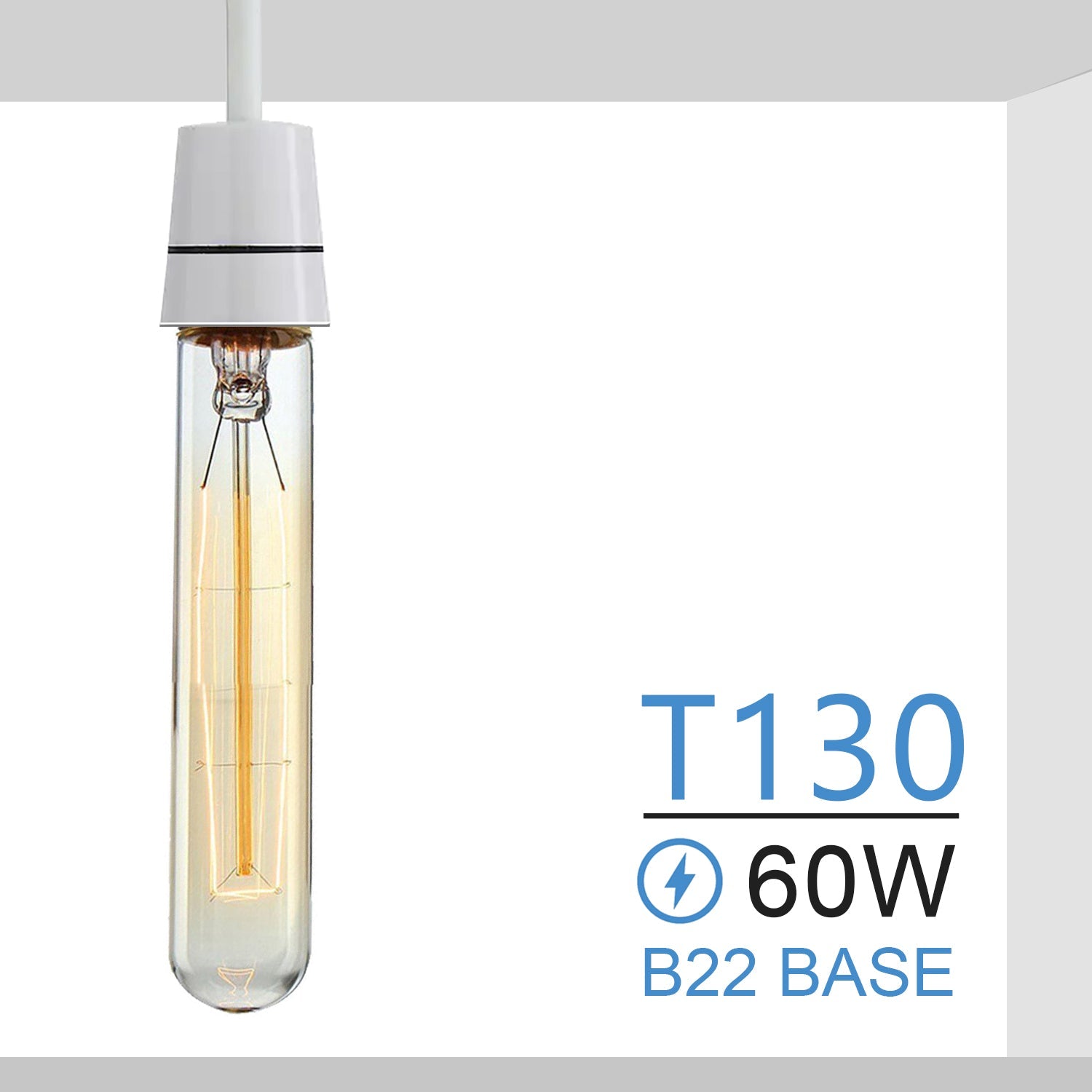 B22 Dimmable Filament Vintage Light Bulb with warm yellow glow, showcasing its elegant design and glass construction.