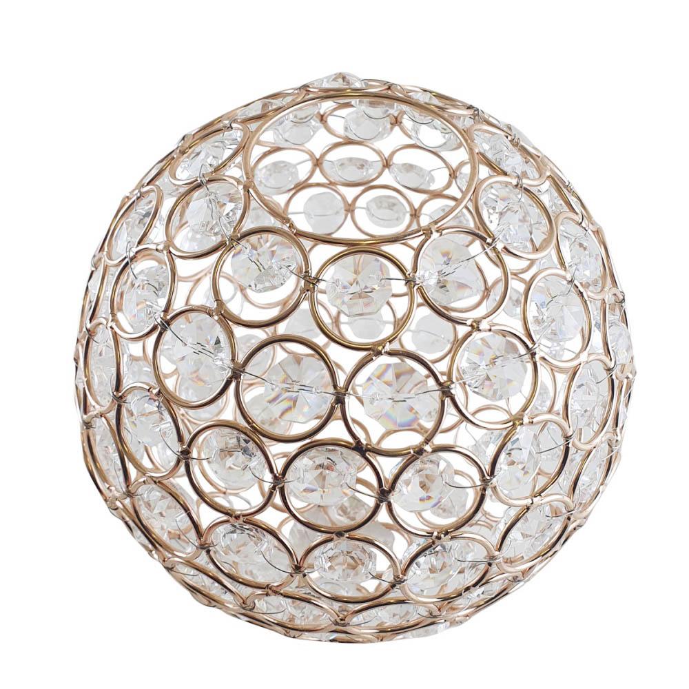 Ball Shape Crystal Modern Lamp Shade in French gold and crystal finish, elegantly designed for ceiling lighting.