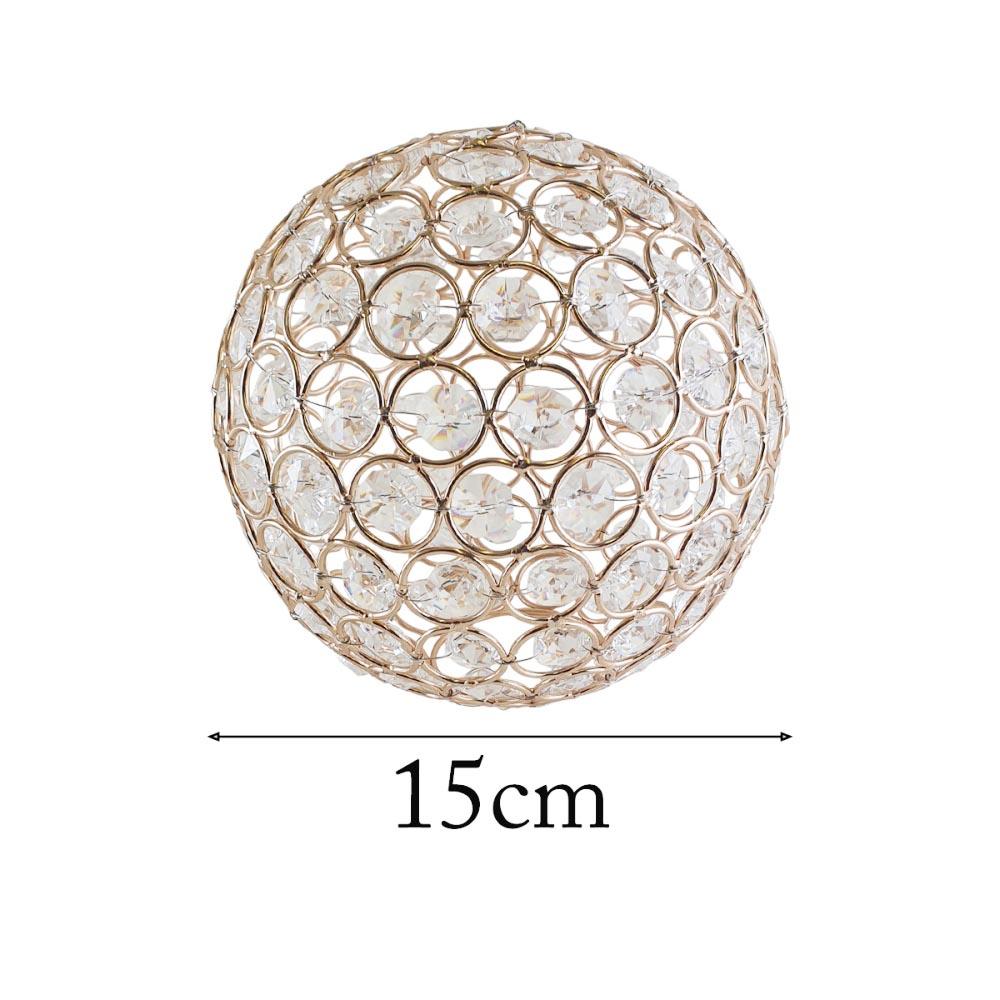 Ball Shape Crystal Modern Lamp Shade in French gold and crystal finish, elegantly designed for ceiling lighting.