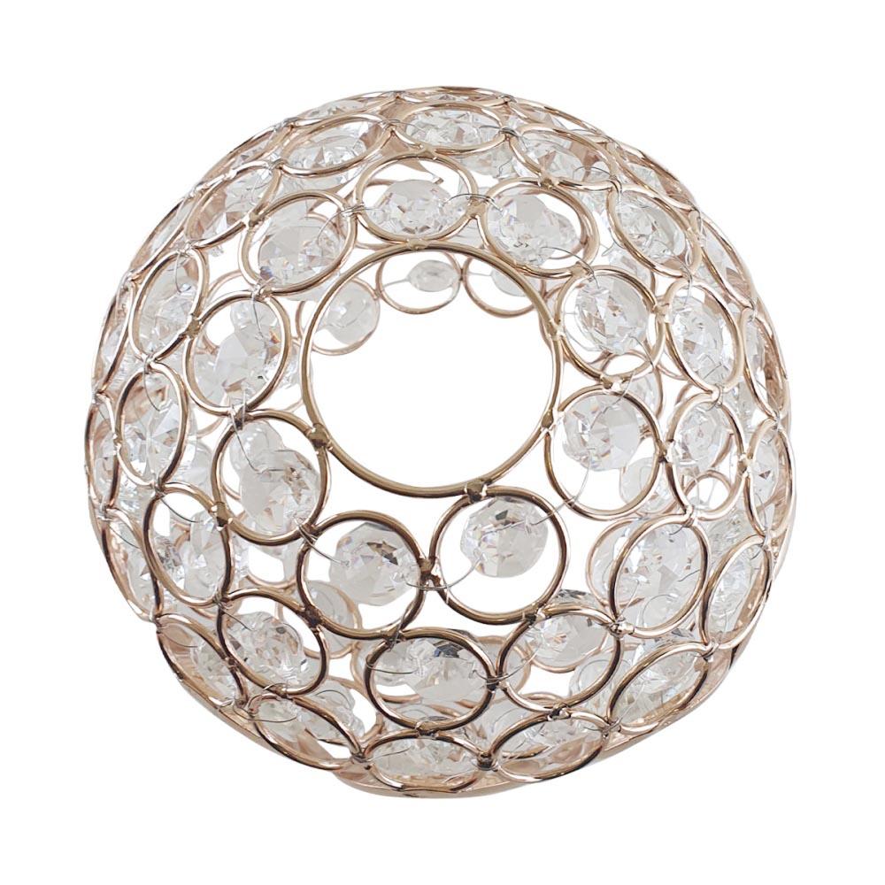 Ball Shape Crystal Modern Lamp Shade in French gold and crystal finish, elegantly designed for ceiling lighting.