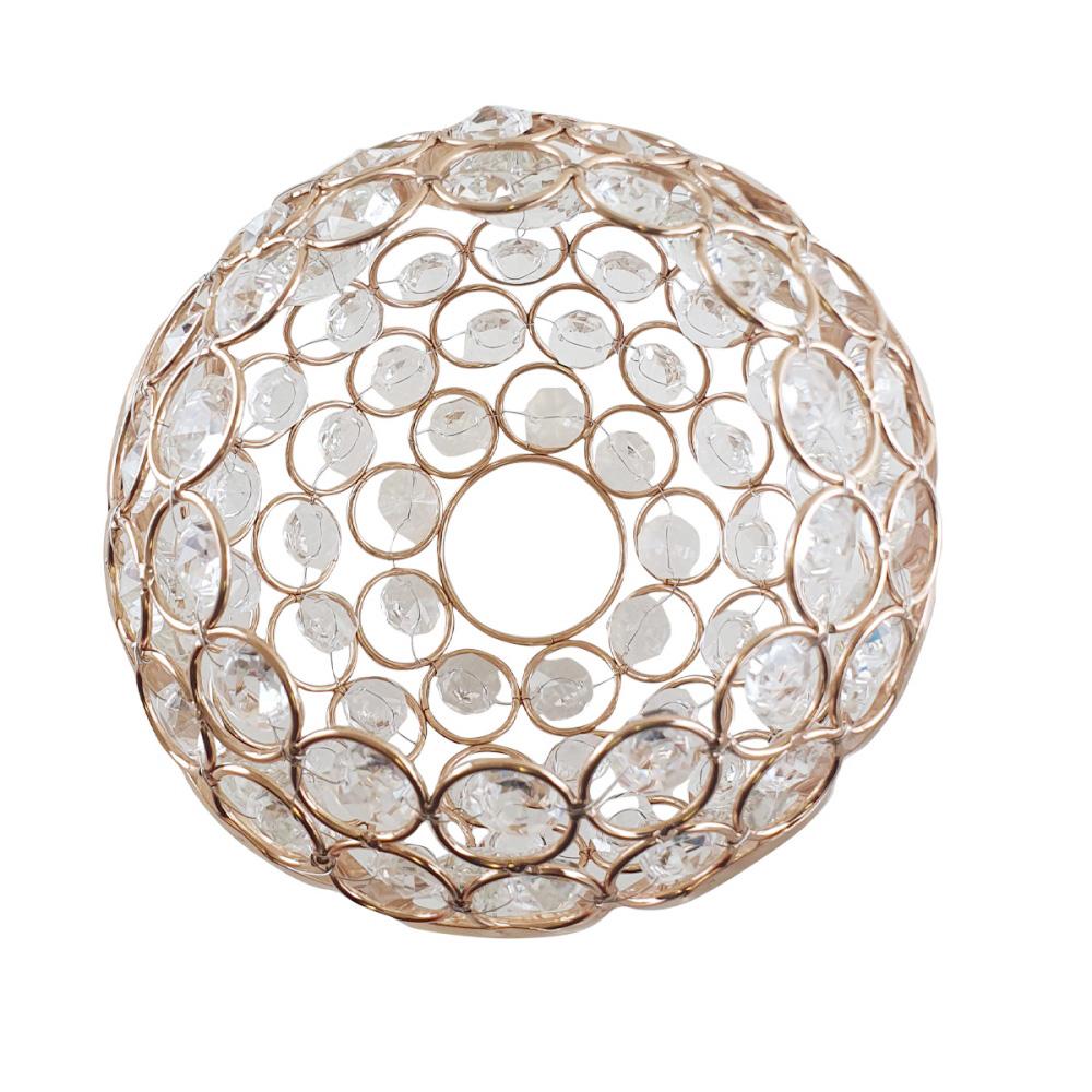Ball Shape Crystal Modern Lamp Shade in French gold and crystal finish, elegantly designed for ceiling lighting.