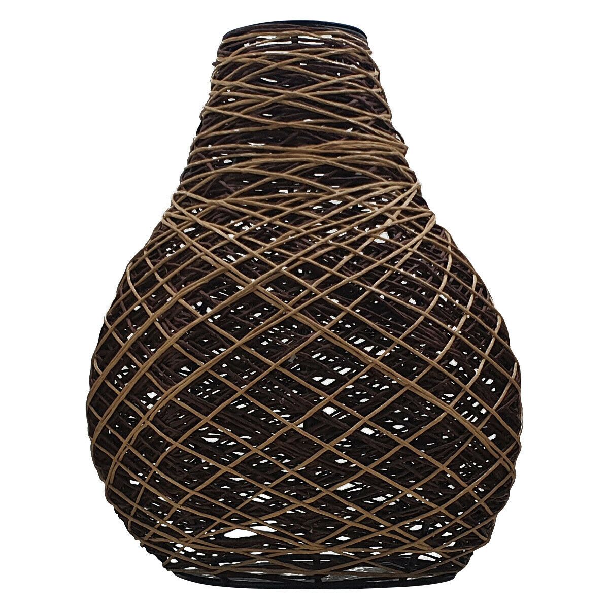 Decorative Modern Woven Rattan Pendant Lamp Cage Lighting Shade in coffee color, showcasing intricate rattan design.