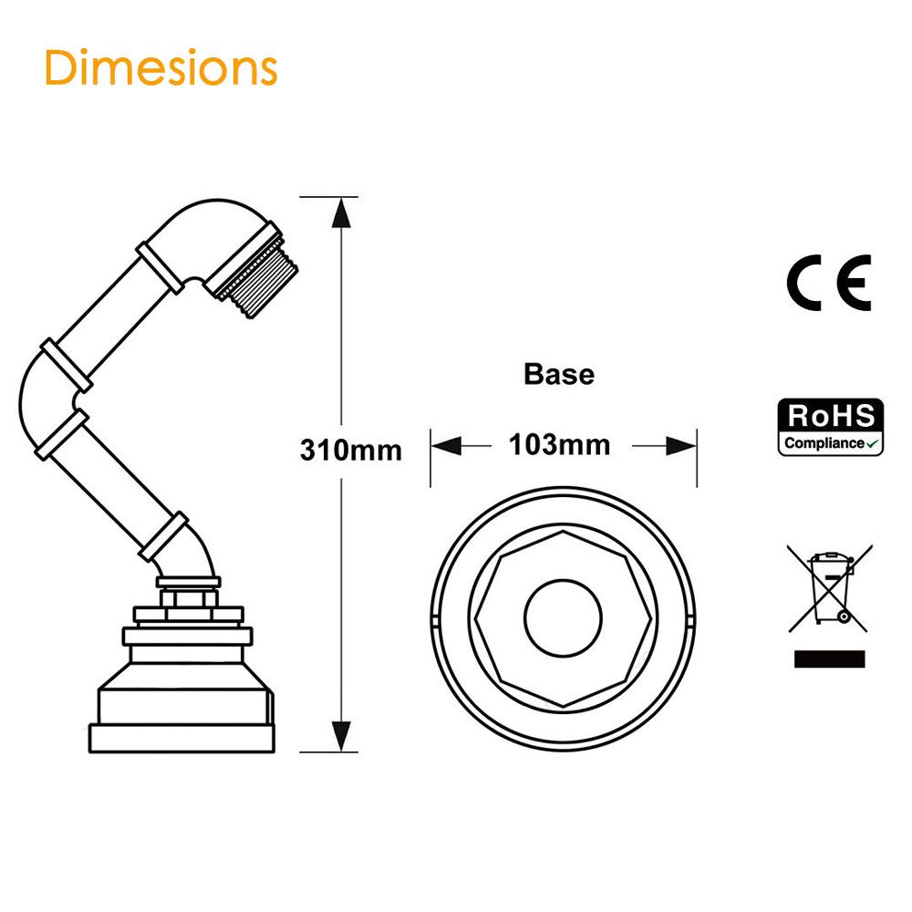 LEDSone Desk Pipe Table Lamp featuring a brushed copper finish and industrial retro design, perfect for various room settings.