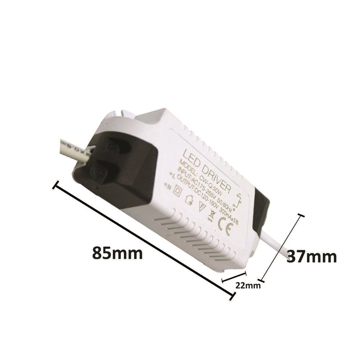 Black and white LED transformer designed for constant current output, suitable for various indoor lighting applications.