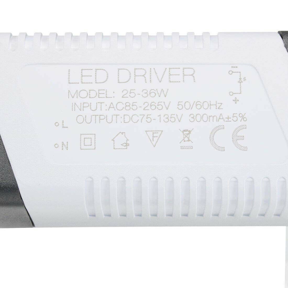 Black and white LED transformer designed for constant current output, suitable for various indoor lighting applications.