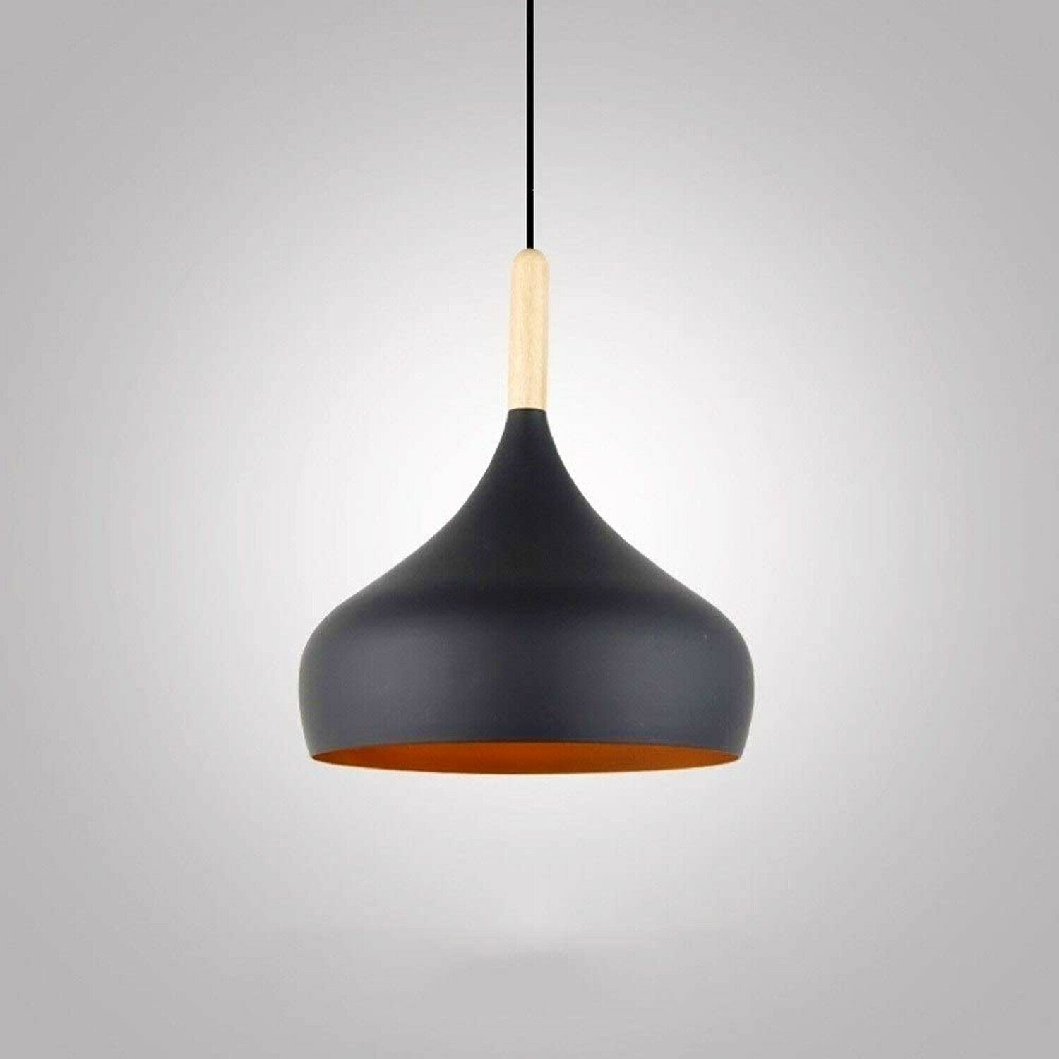 Black Beat Style Ceiling Vintage Pendant Lampshade with a sleek black finish, showcasing its unique design and adjustable fabric-covered wire.