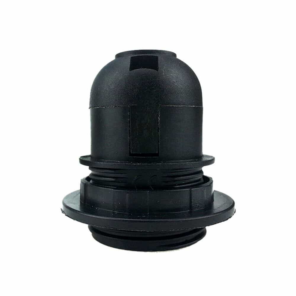 Black E27 Pendant Lamp Holder with Shade Ring and Cord Grip, showcasing a vintage design suitable for various indoor spaces.