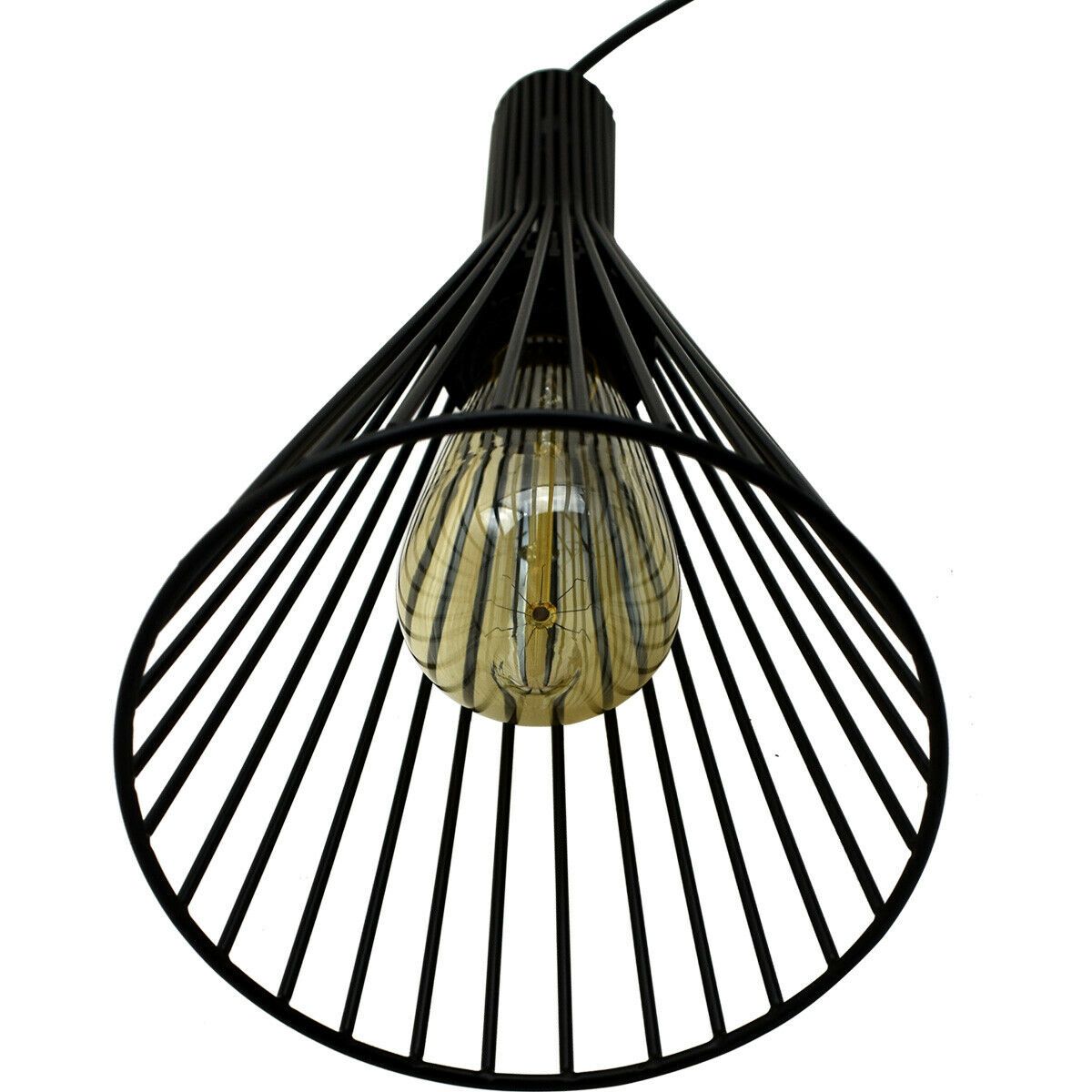 Black Pendant Ceiling Light with perforated metal design, showcasing industrial vintage style.