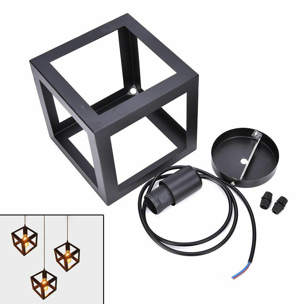 Black Square Metal Wire Frame Lamp showcasing a vintage industrial design with a wire cage structure, perfect for modern decor.