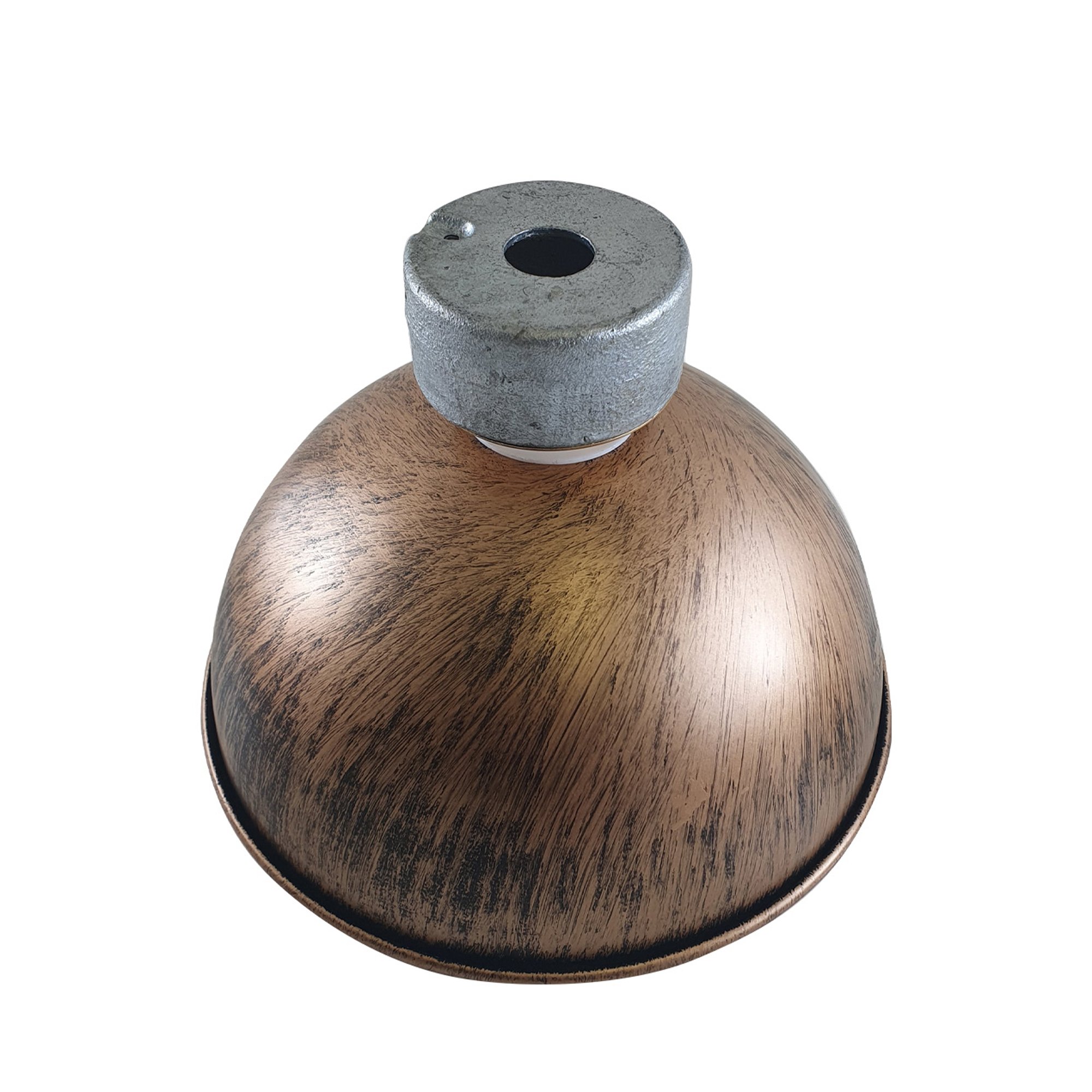 Brushed copper ceiling lampshade fitting with B22 base, showcasing a stylish industrial design suitable for various interiors.