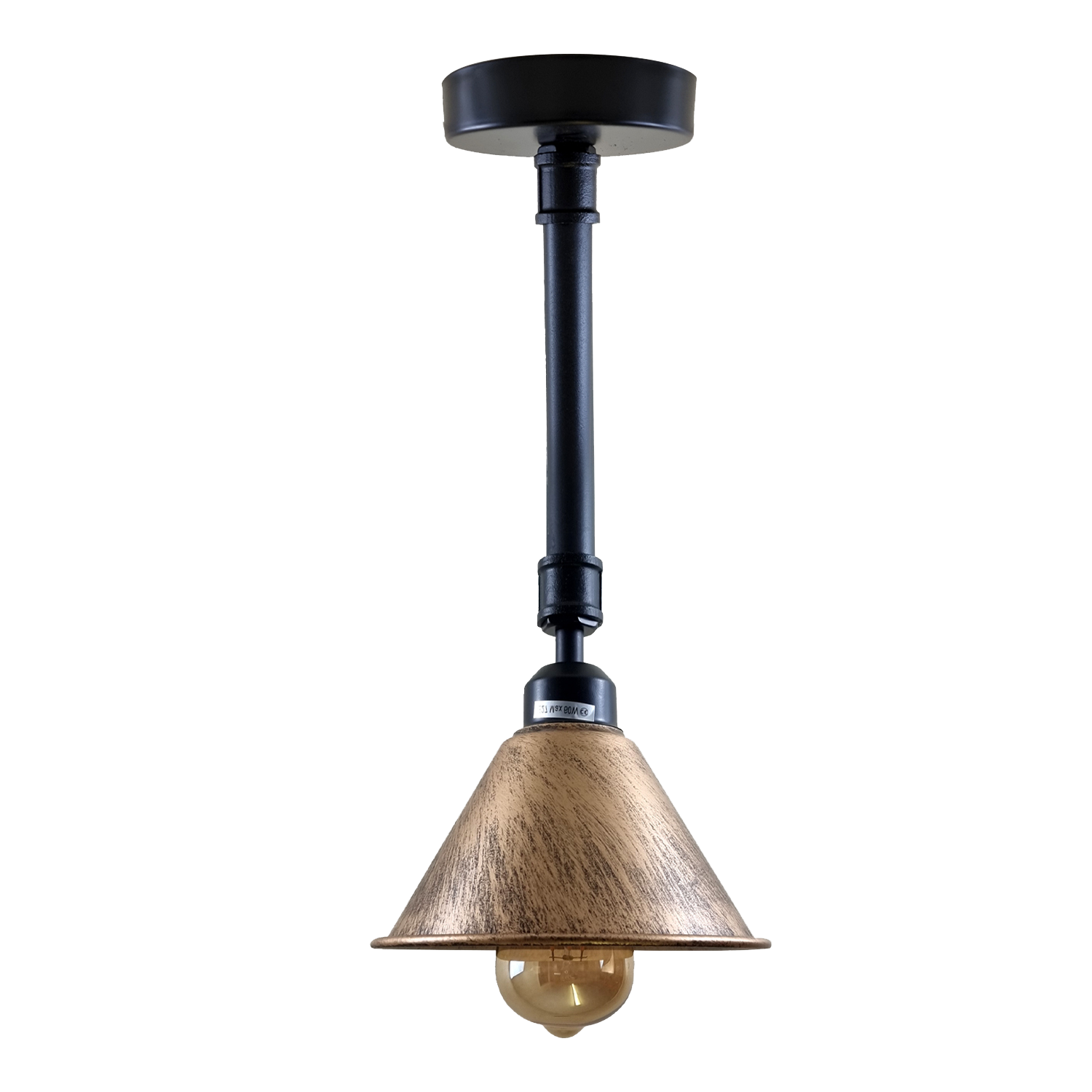 Brushed Copper Metal Lampshade with vintage industrial design, showcasing its durable iron construction and rust color finish.
