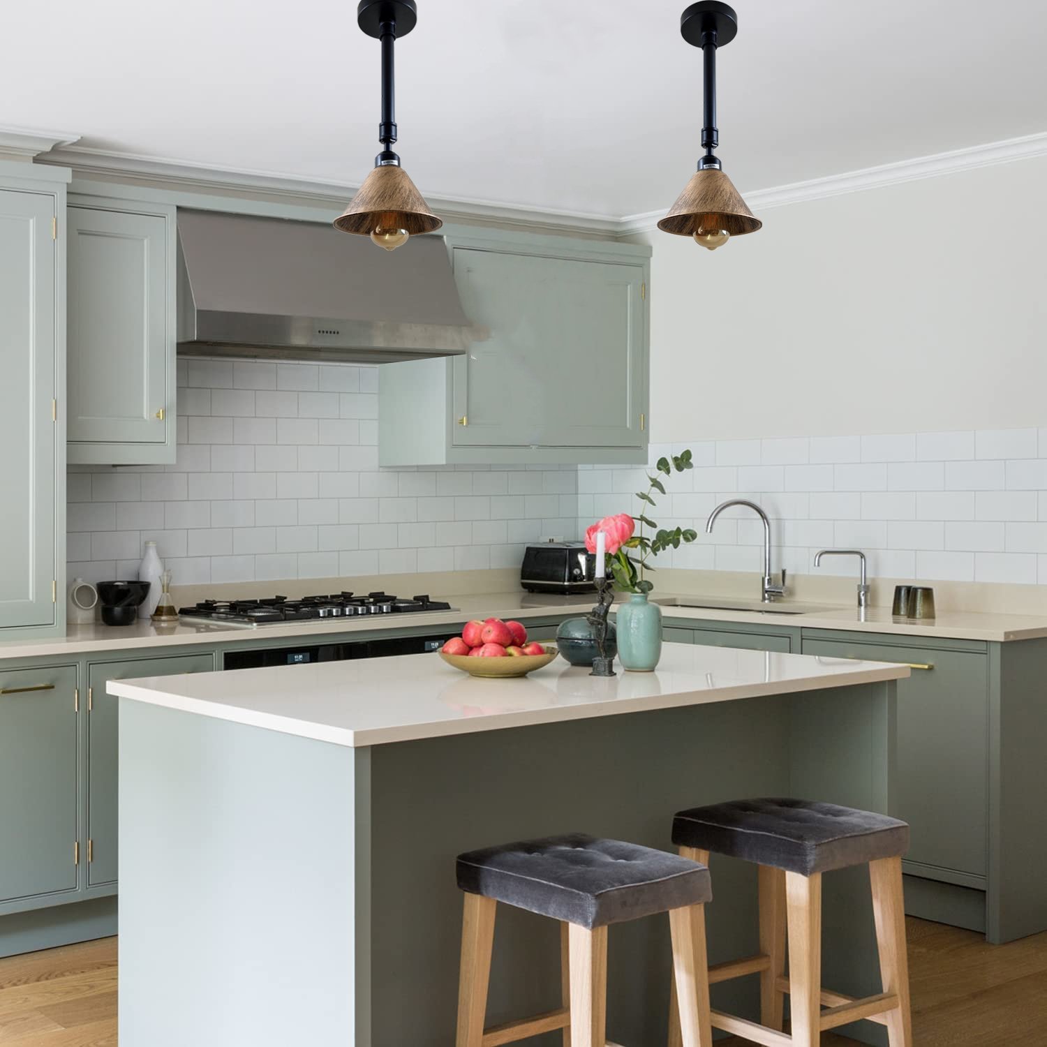 Brushed Copper Metal Lampshade with vintage industrial design, showcasing its durable iron construction and rust color finish.