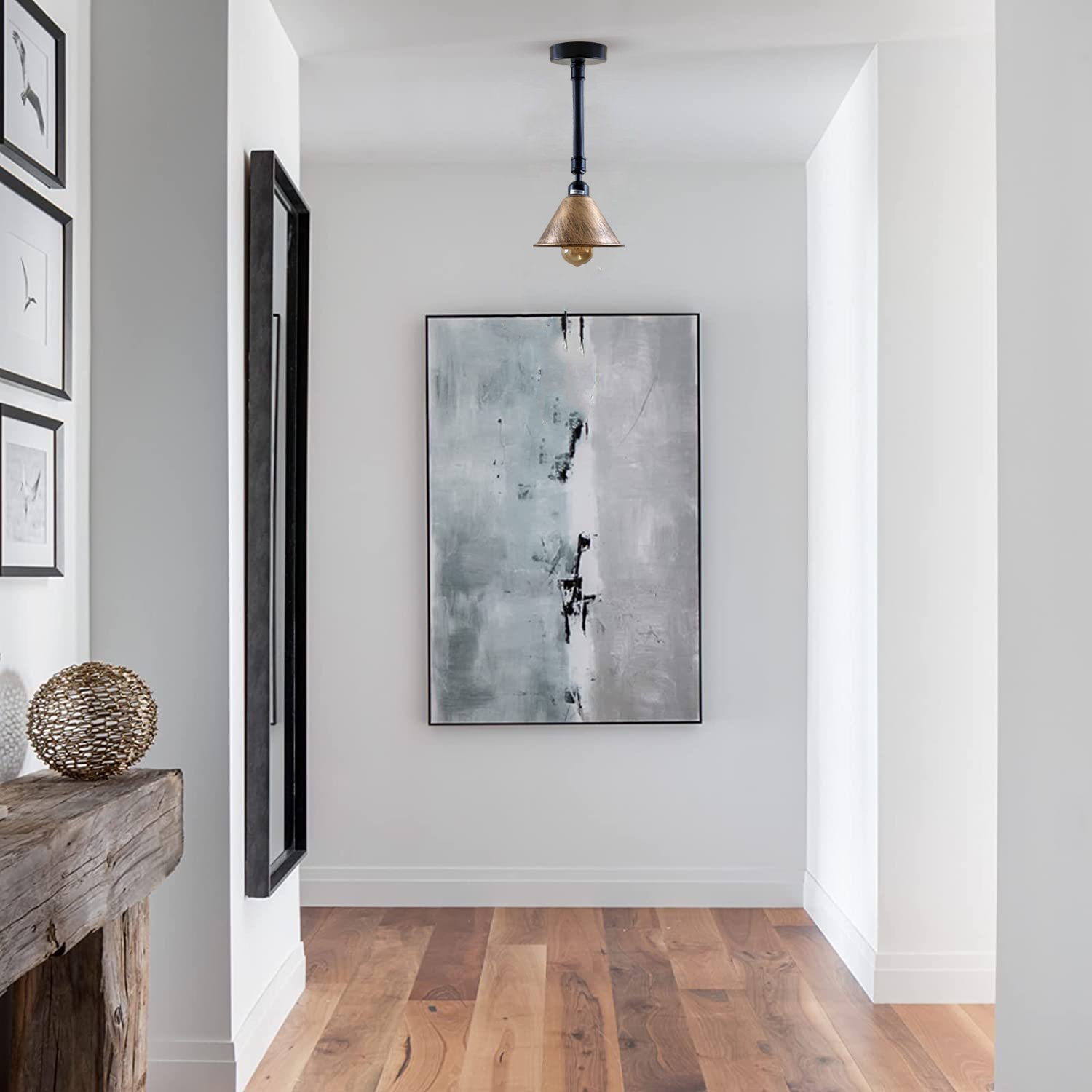 Brushed Copper Metal Lampshade with vintage industrial design, showcasing its durable iron construction and rust color finish.