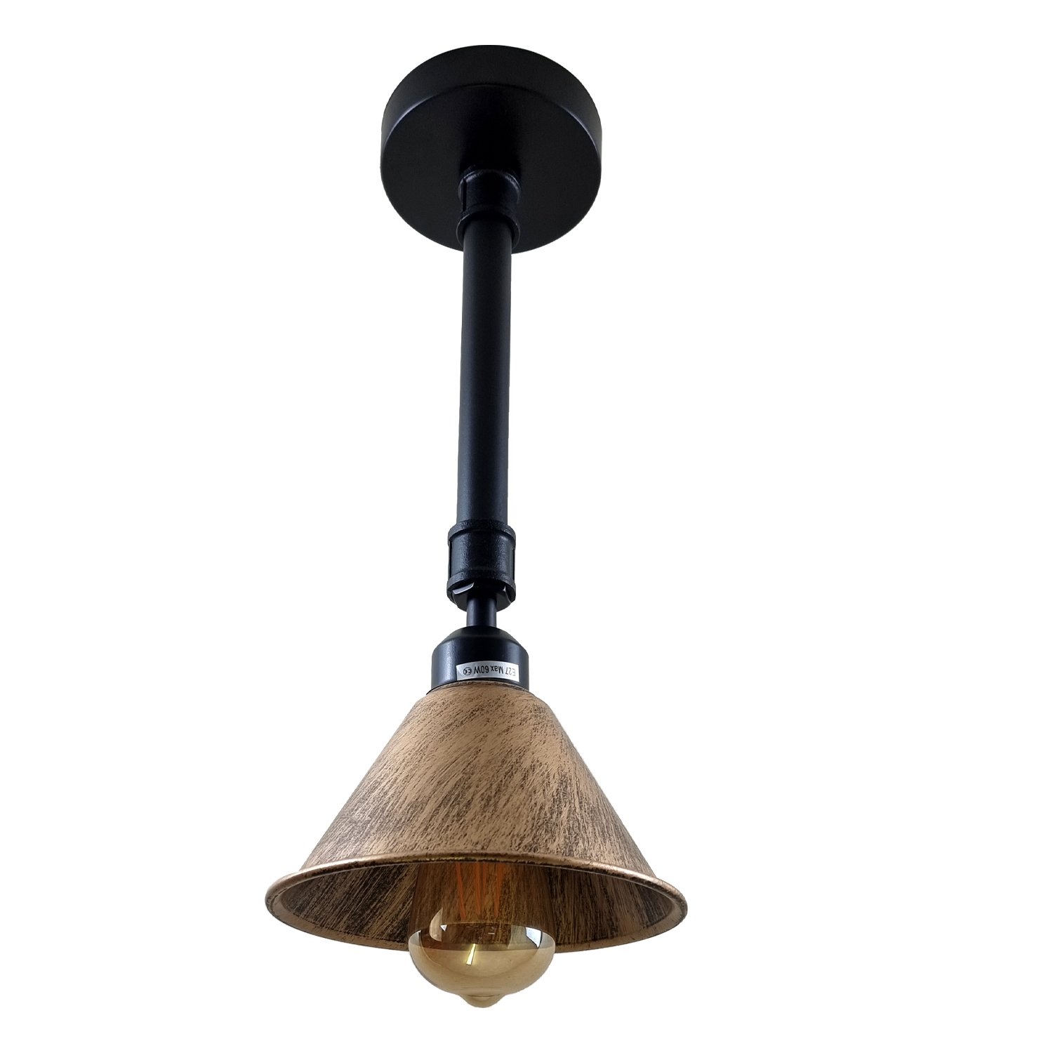 Brushed Copper Metal Lampshade with vintage industrial design, showcasing its durable iron construction and rust color finish.