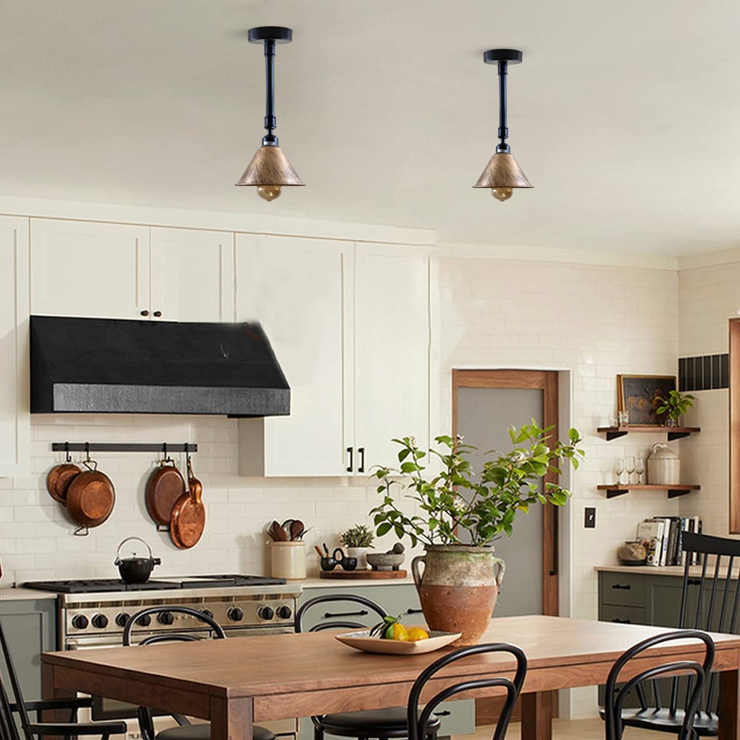 Brushed Copper Metal Lampshade with vintage industrial design, showcasing its durable iron construction and rust color finish.