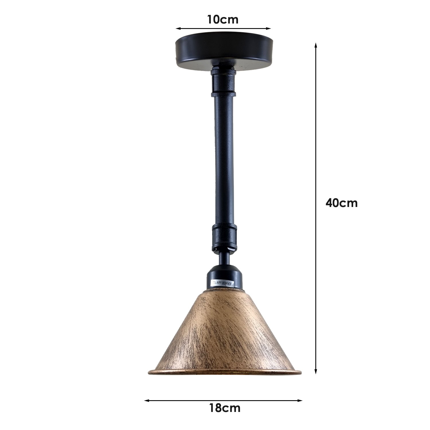 Brushed Copper Metal Lampshade with vintage industrial design, showcasing its durable iron construction and rust color finish.