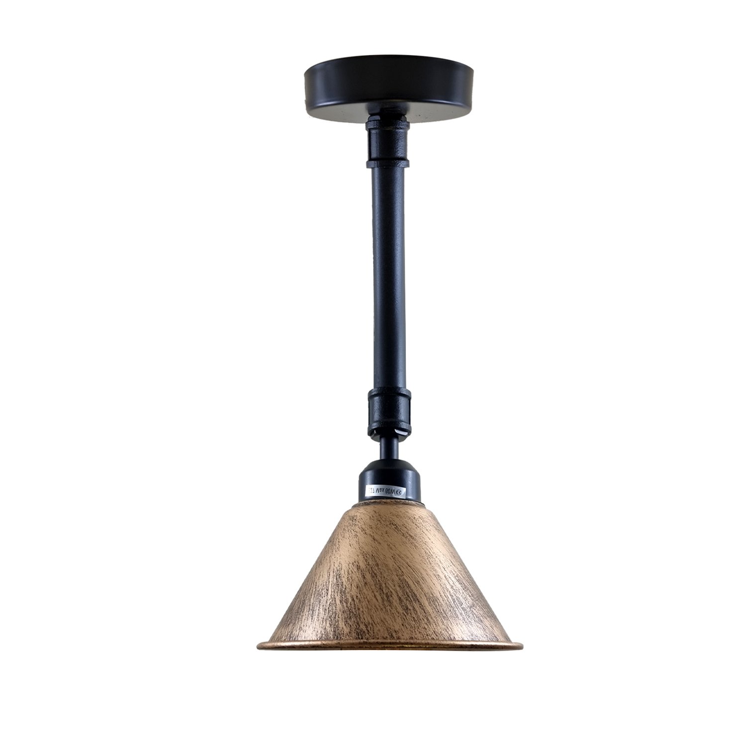 Brushed Copper Metal Lampshade with vintage industrial design, showcasing its durable iron construction and rust color finish.