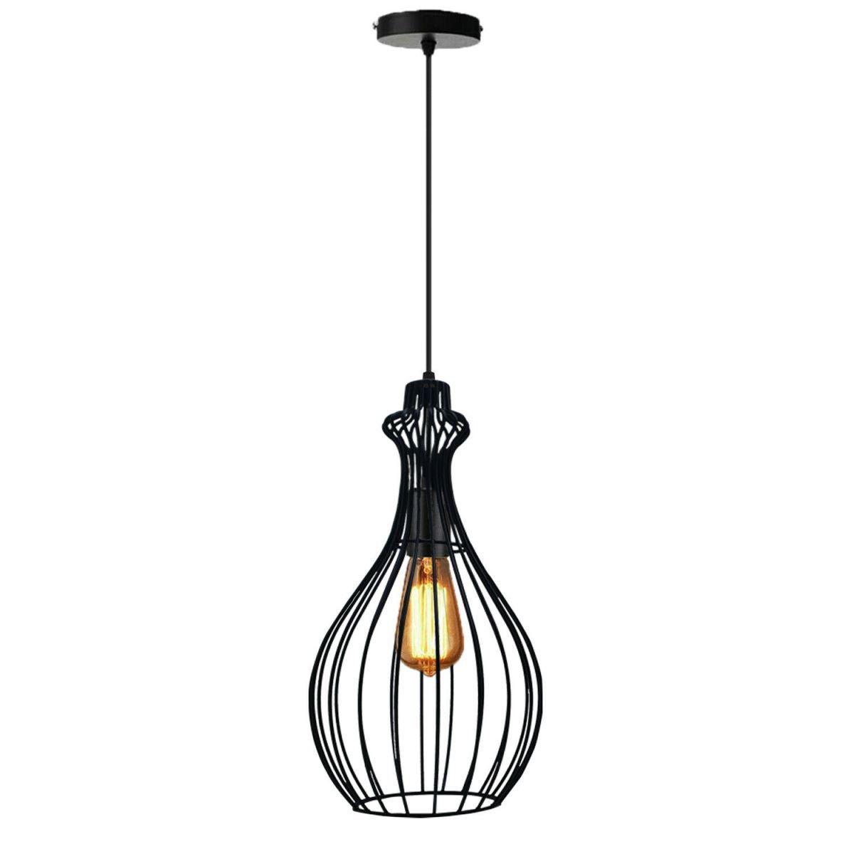 Industrial retro vintage black ceiling pendant light with perforated design, showcasing an elegant and stylish look for home decor.