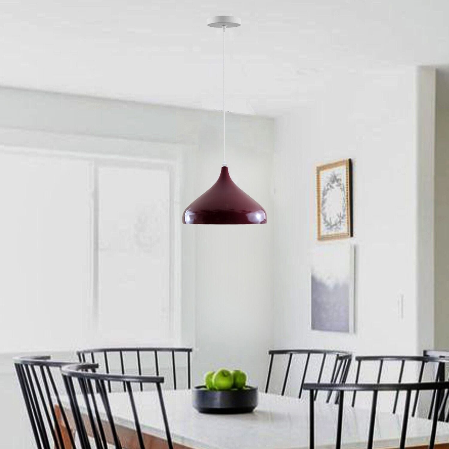 Ceiling Teardrop Pendant Light Shade Dome in Burgundy and Cyan Blue, showcasing a sleek dome design with a modern finish.