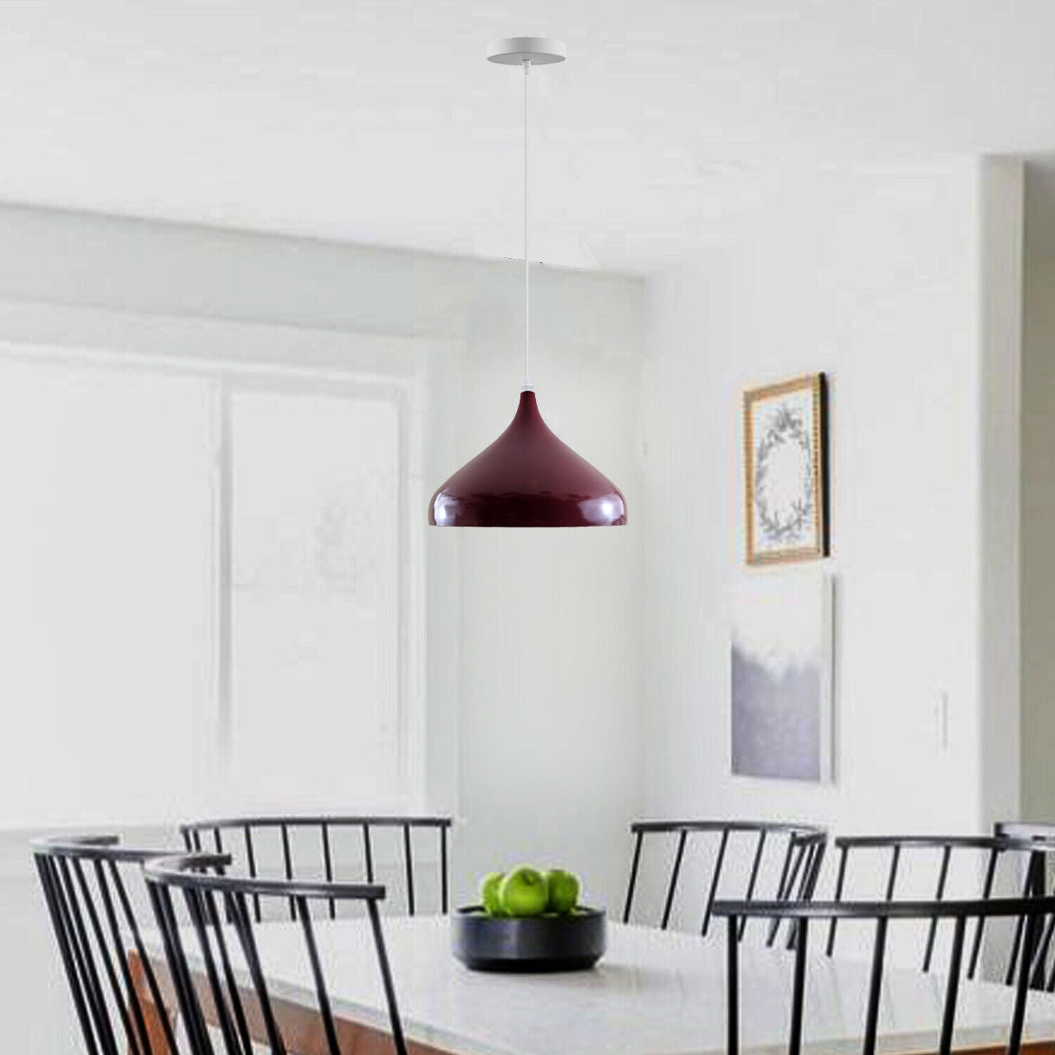 Ceiling Teardrop Pendant Light Shade Dome in Burgundy and Cyan Blue, showcasing a sleek dome design with a modern finish.
