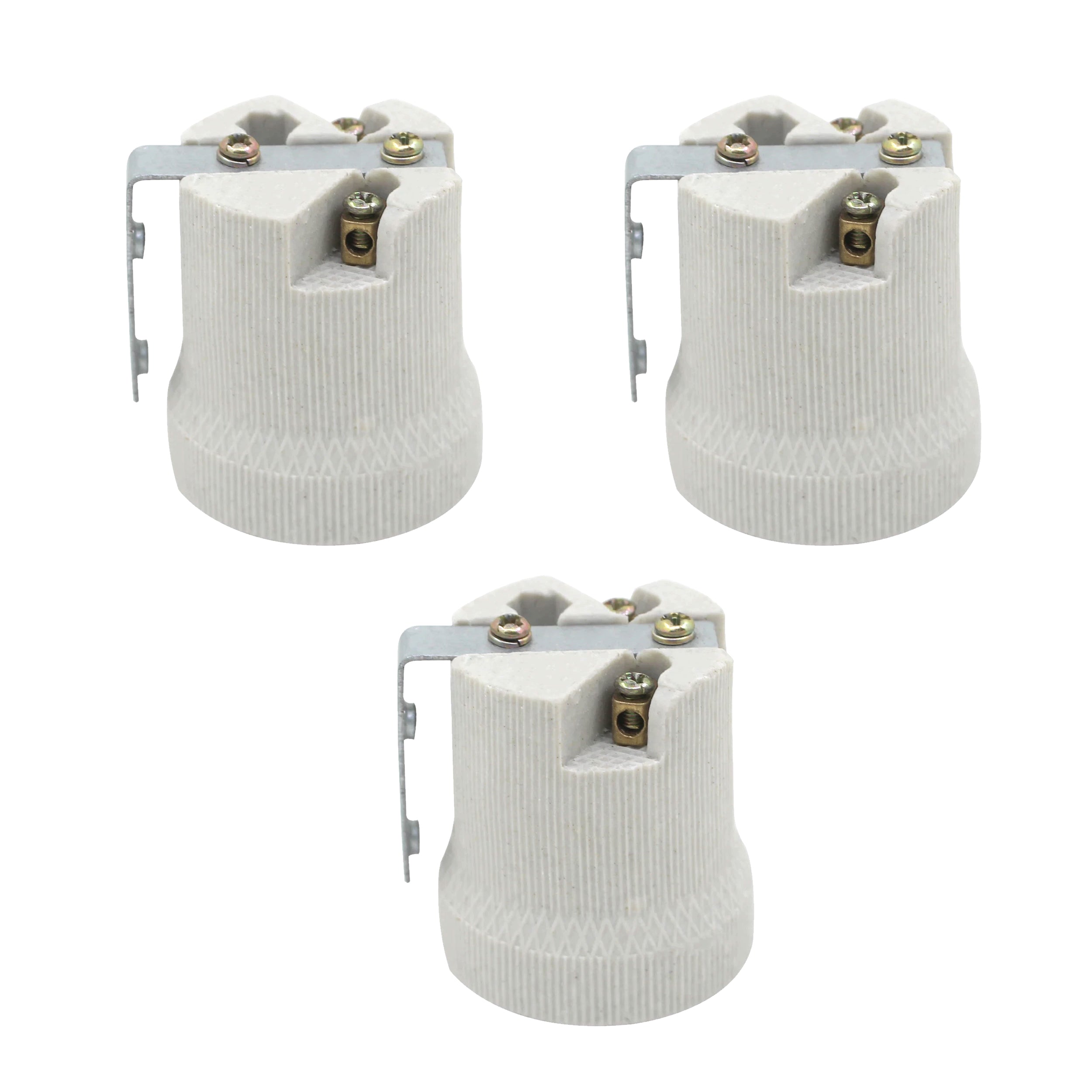 Ceramic Heat Bulb Holder E27 60W in white, designed for high-temperature applications, featuring a vintage style and secure screw terminal connection.
