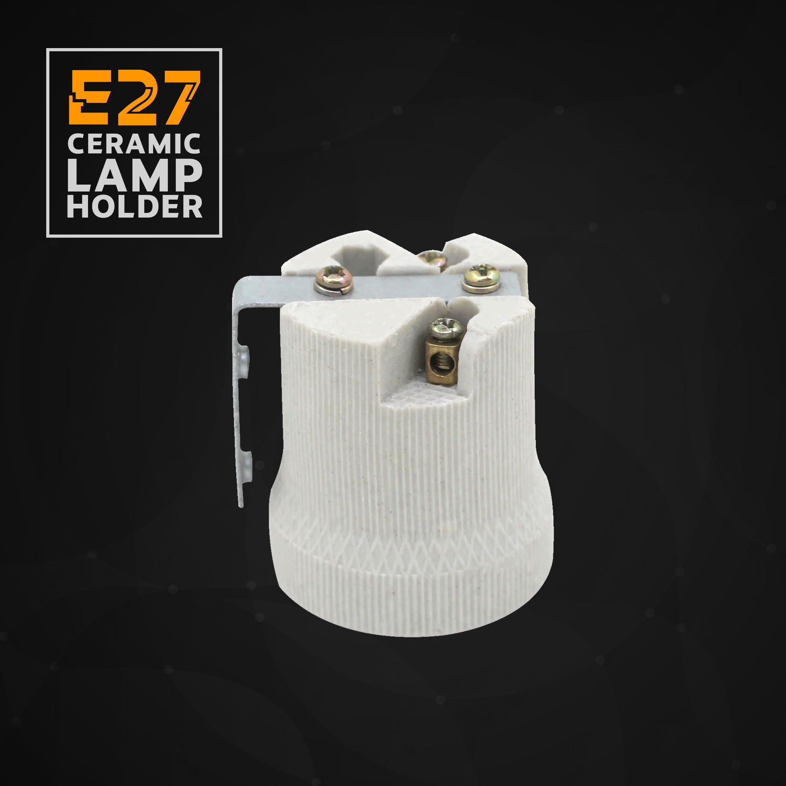 Ceramic Heat Bulb Holder E27 60W in white, designed for high-temperature applications, featuring a vintage style and secure screw terminal connection.
