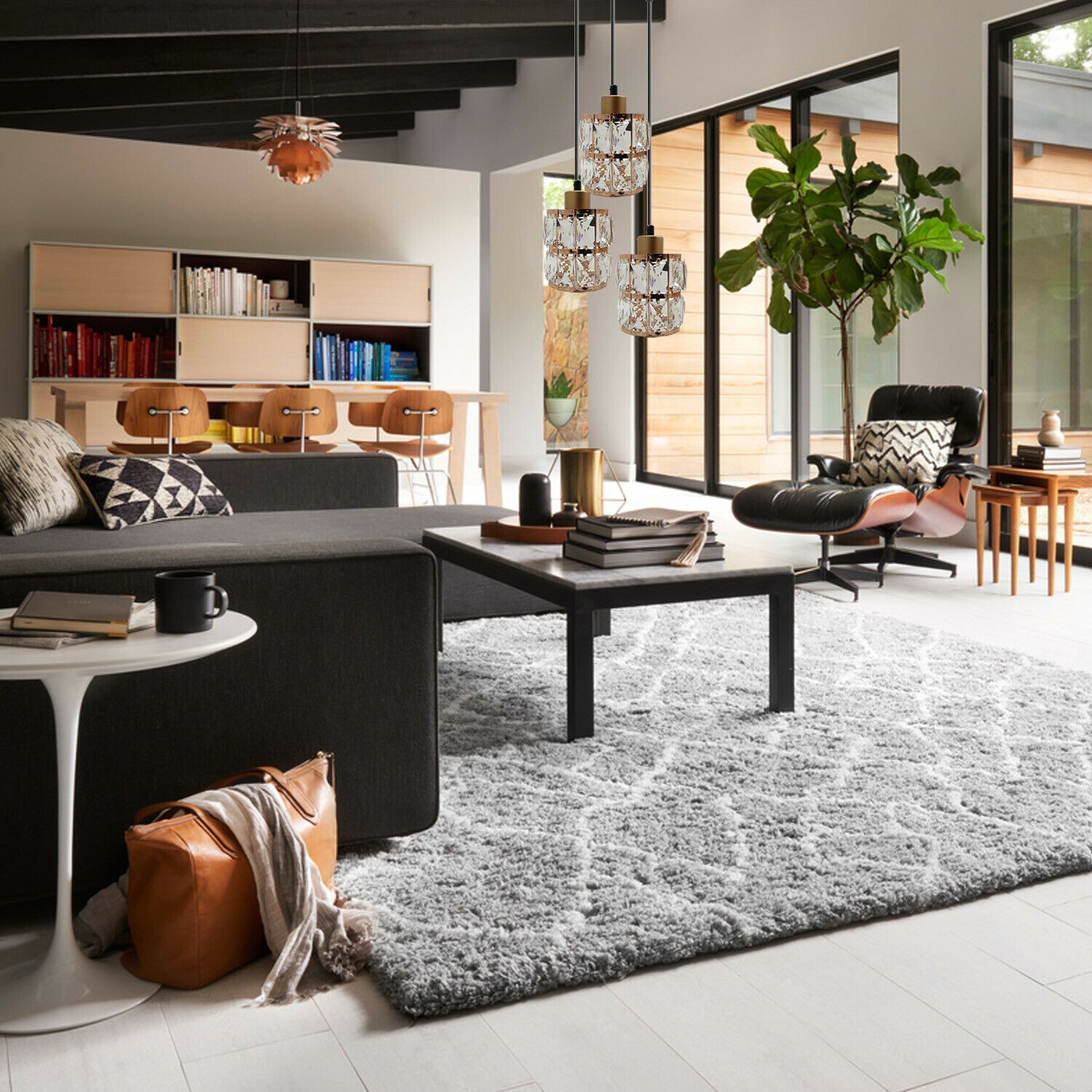 Chandelier Crystal Light Shades featuring a unique droplet design in black finish, perfect for modern ceiling pendant lighting.