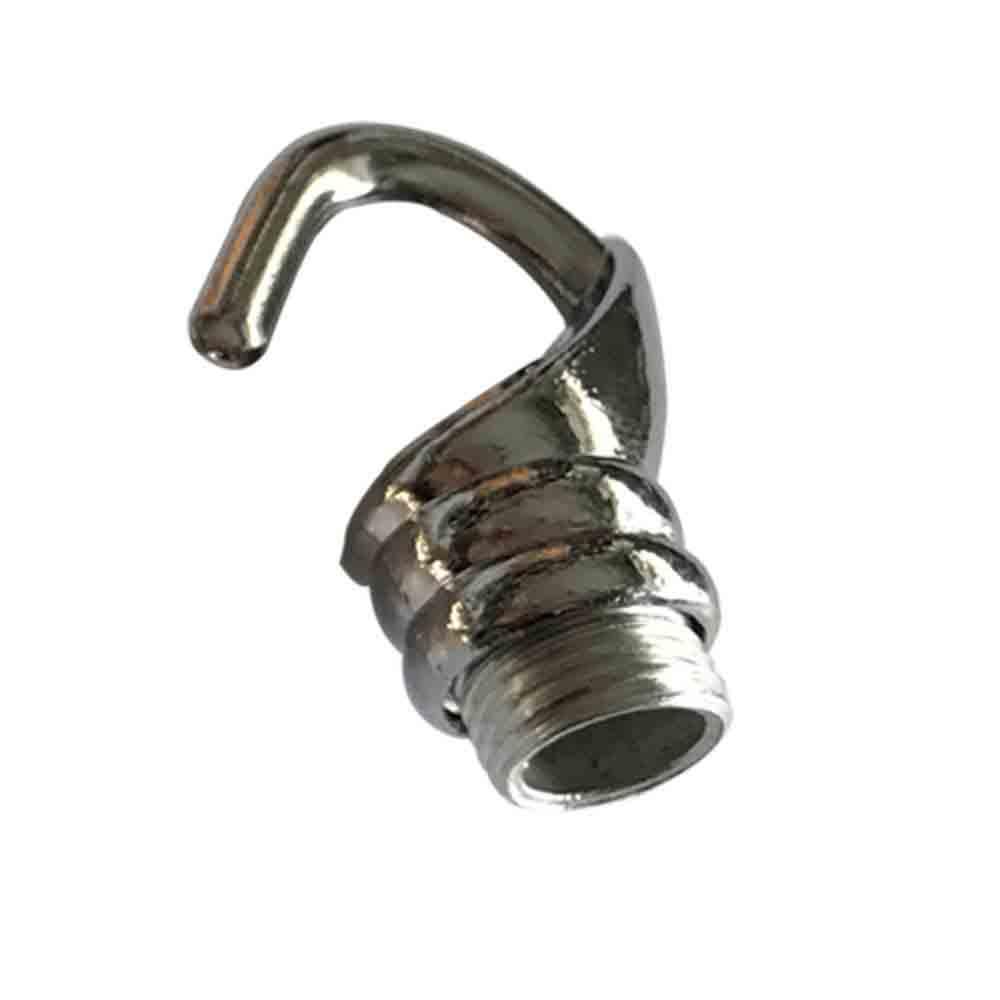 Chrome Vintage Iron Ceiling Hook designed for pendant fixtures and chandeliers, showcasing a sleek chrome finish and durable aluminum material.