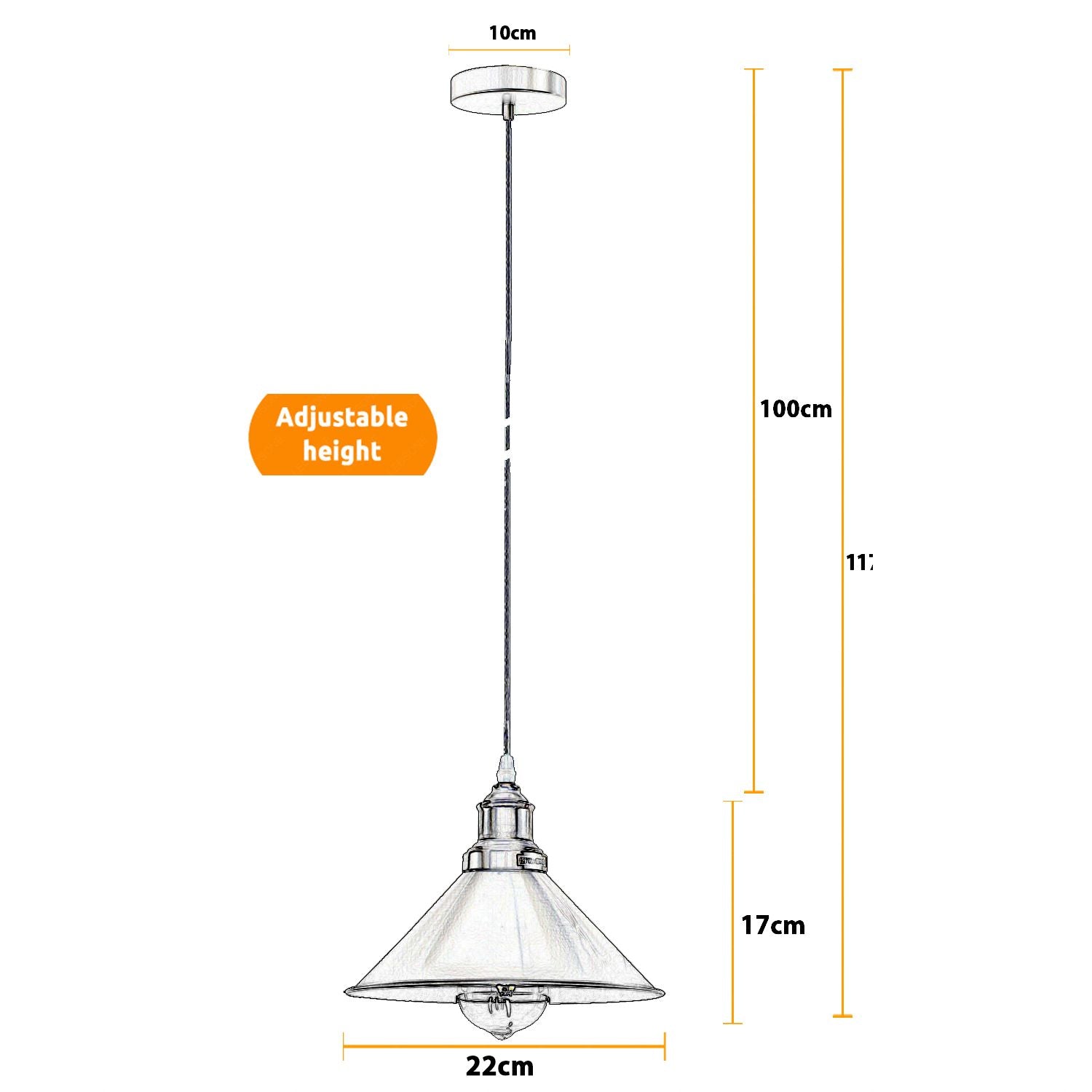Easy Fit Hanging Cone Pendant Lighting in chrome metal, showcasing its elegant design and smooth finish.