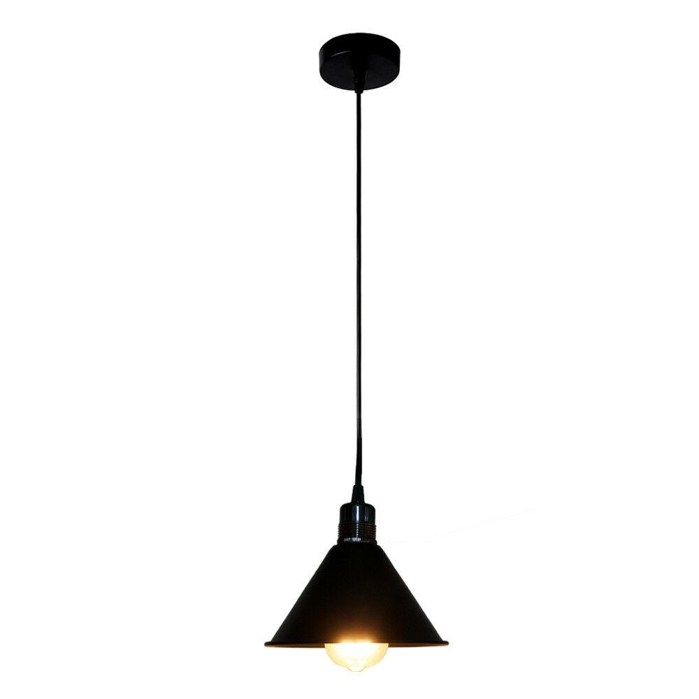 Cone Vintage Ceiling Pendant Lamp Shade in black finish, showcasing its elegant design and industrial style.