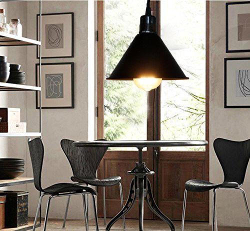 Cone Vintage Ceiling Pendant Lamp Shade in black finish, showcasing its elegant design and industrial style.