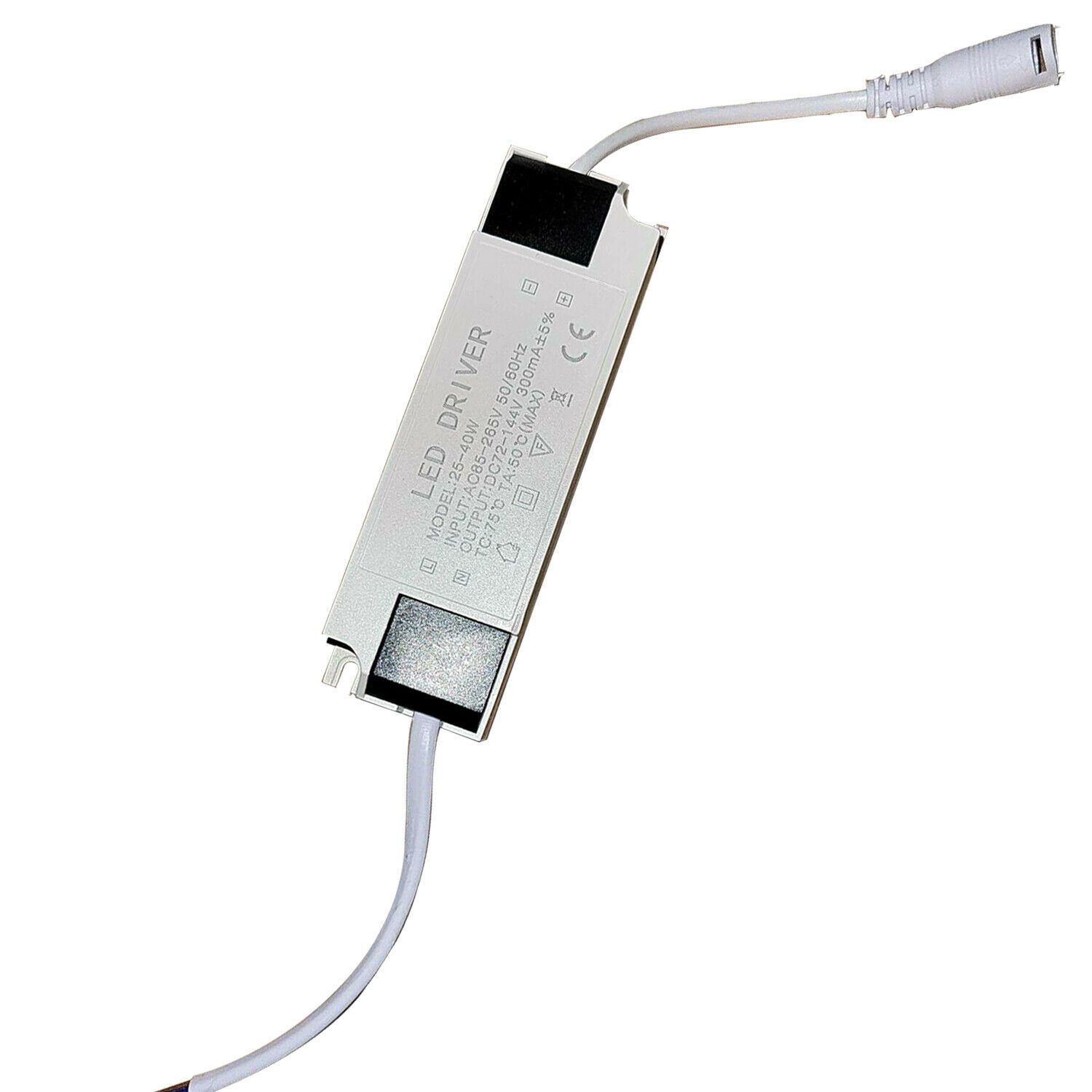 Compact Constant Current 300mA DC LED Driver Power Supply, suitable for 72-144V applications, with polycarbonate casing.