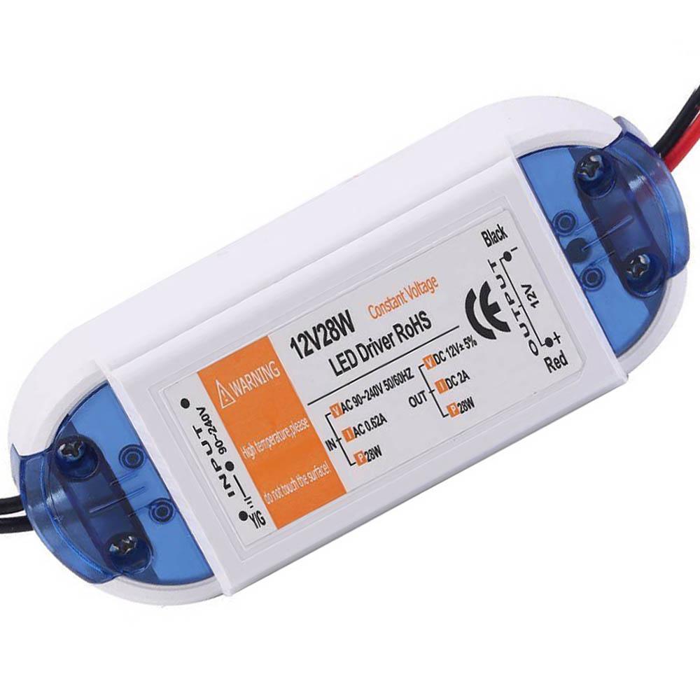 Compact Constant Voltage LED Driver Power Supply, 28W, suitable for MR16, MR11, G4 bulbs, with safety certifications.