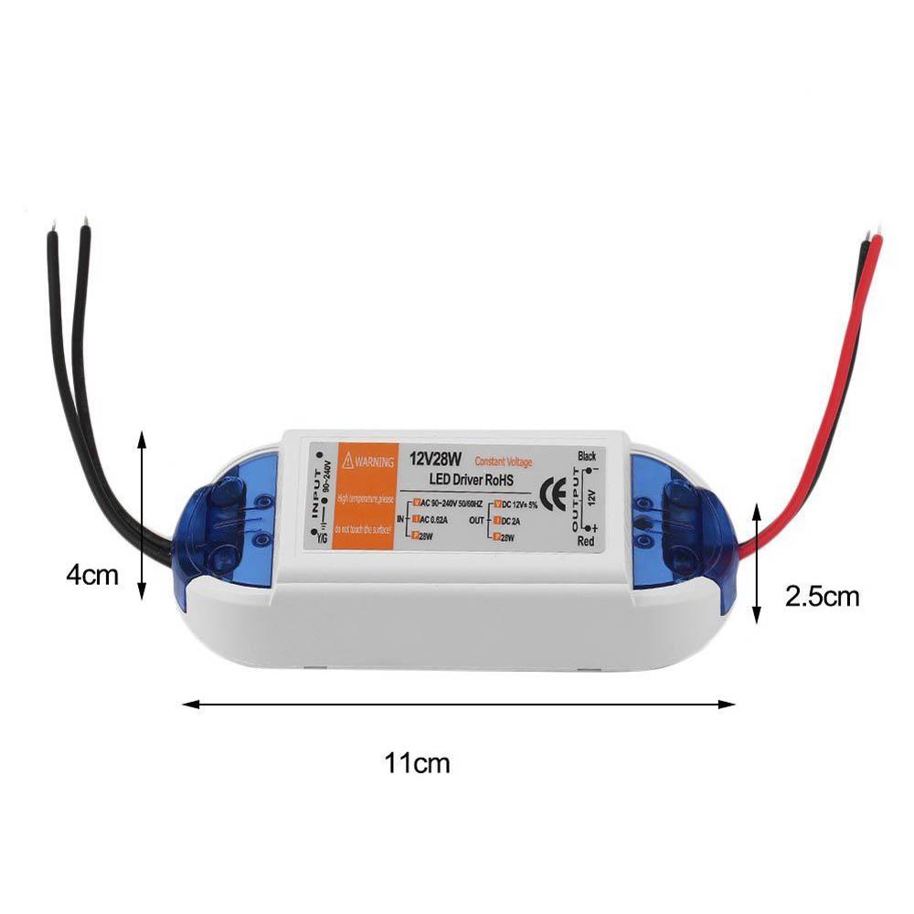 Compact Constant Voltage LED Driver Power Supply, 28W, suitable for MR16, MR11, G4 bulbs, with safety certifications.