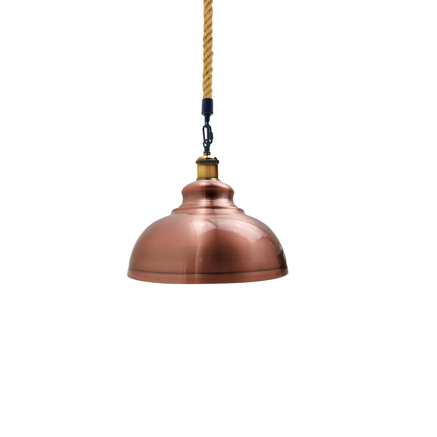 Copper Hemp Hanging Retro Ceiling Industrial Light featuring a vintage design with a metal shade and hemp rope, ideal for home and commercial use.