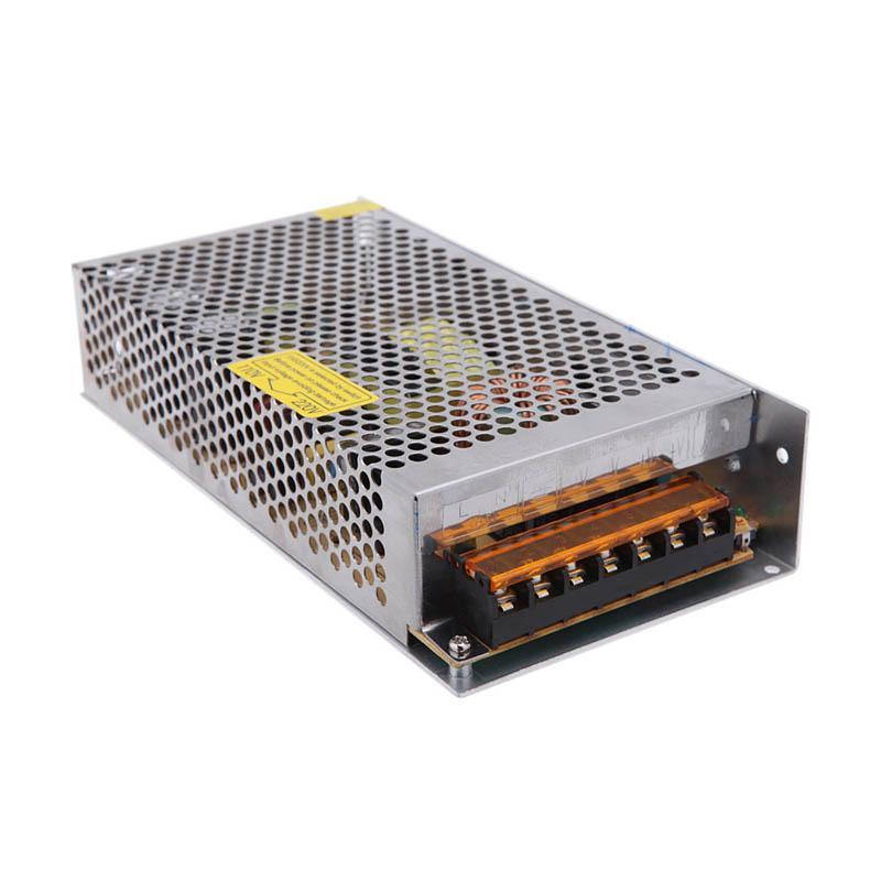 DC 12V 16.6 Amp Switching Power Supply for LED strips and CCTV, featuring a compact and enclosed design for safety.