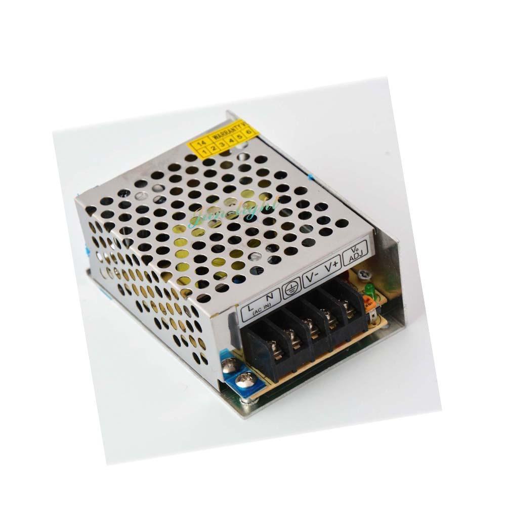 DC 24V 1.2 Amp Switching Power Supply for LED strips and CCTV, featuring a compact design and safety enclosure.