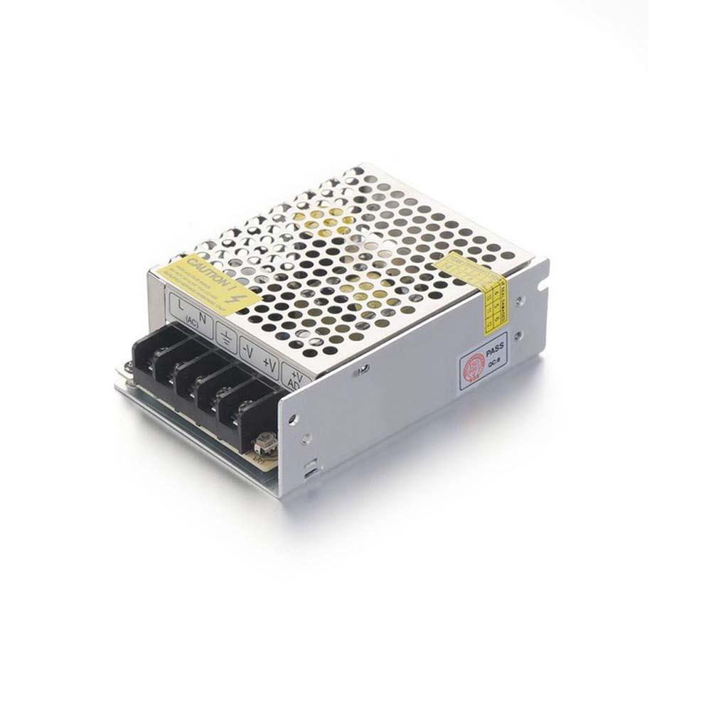 DC 24V 1.2 Amp Switching Power Supply for LED strips and CCTV, featuring a compact design and safety enclosure.