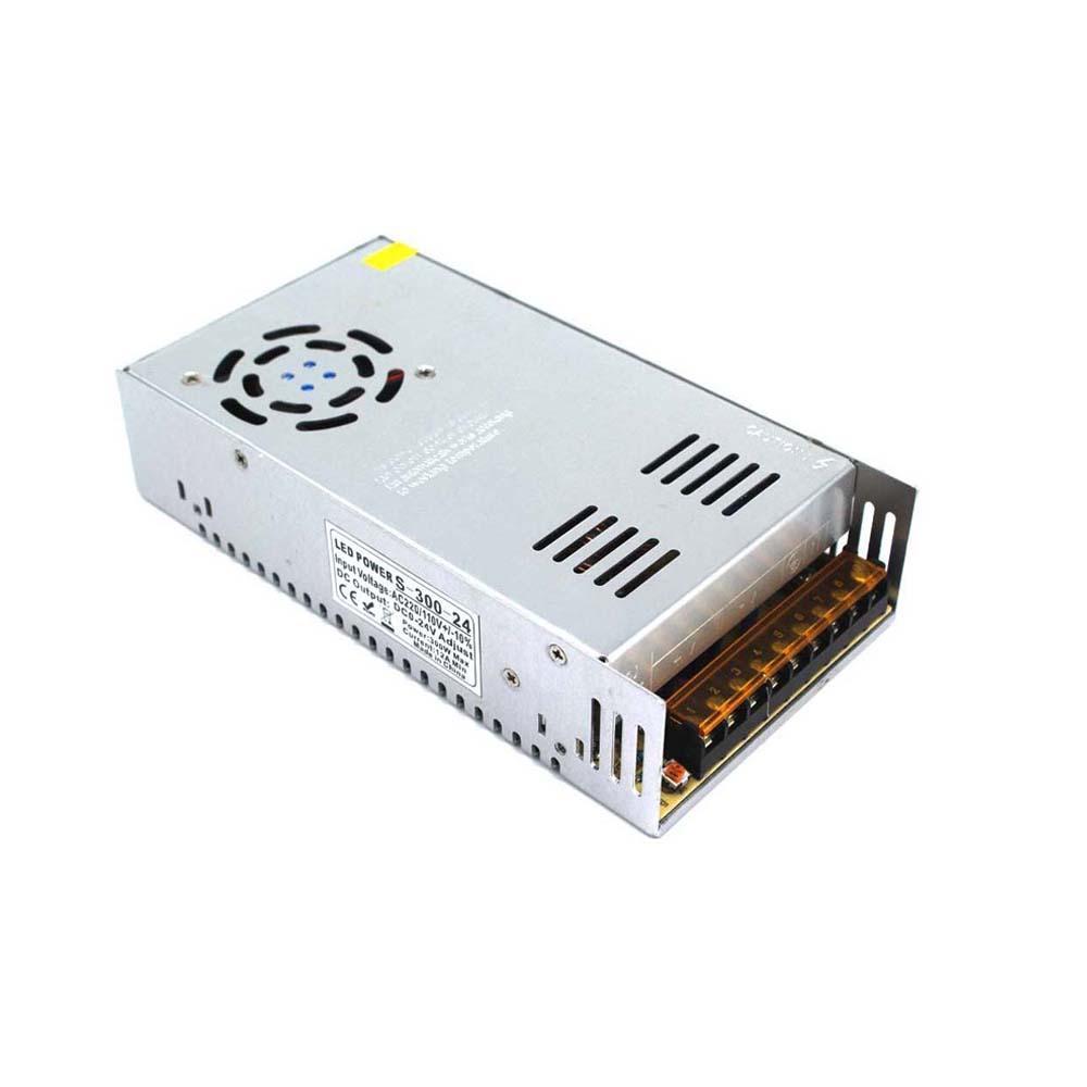 DC 24V 12.5 Amp Switching Power Supply for LED strips and CCTV, featuring a robust design and universal input.