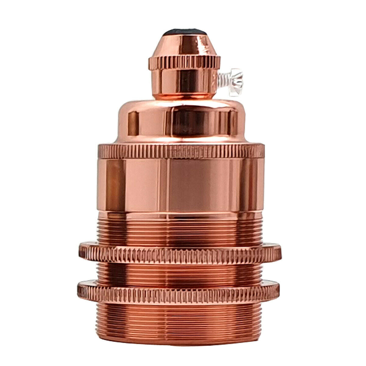 E26 Edison Screw Cap Socket in various finishes, showcasing its vintage design and metal construction.