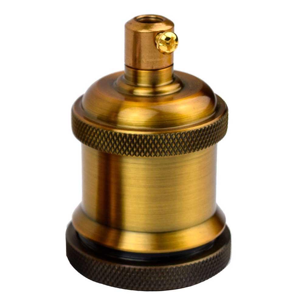 E26 Metal Lamp Holder with vintage Edison bulb, showcasing a brass finish and stylish design.
